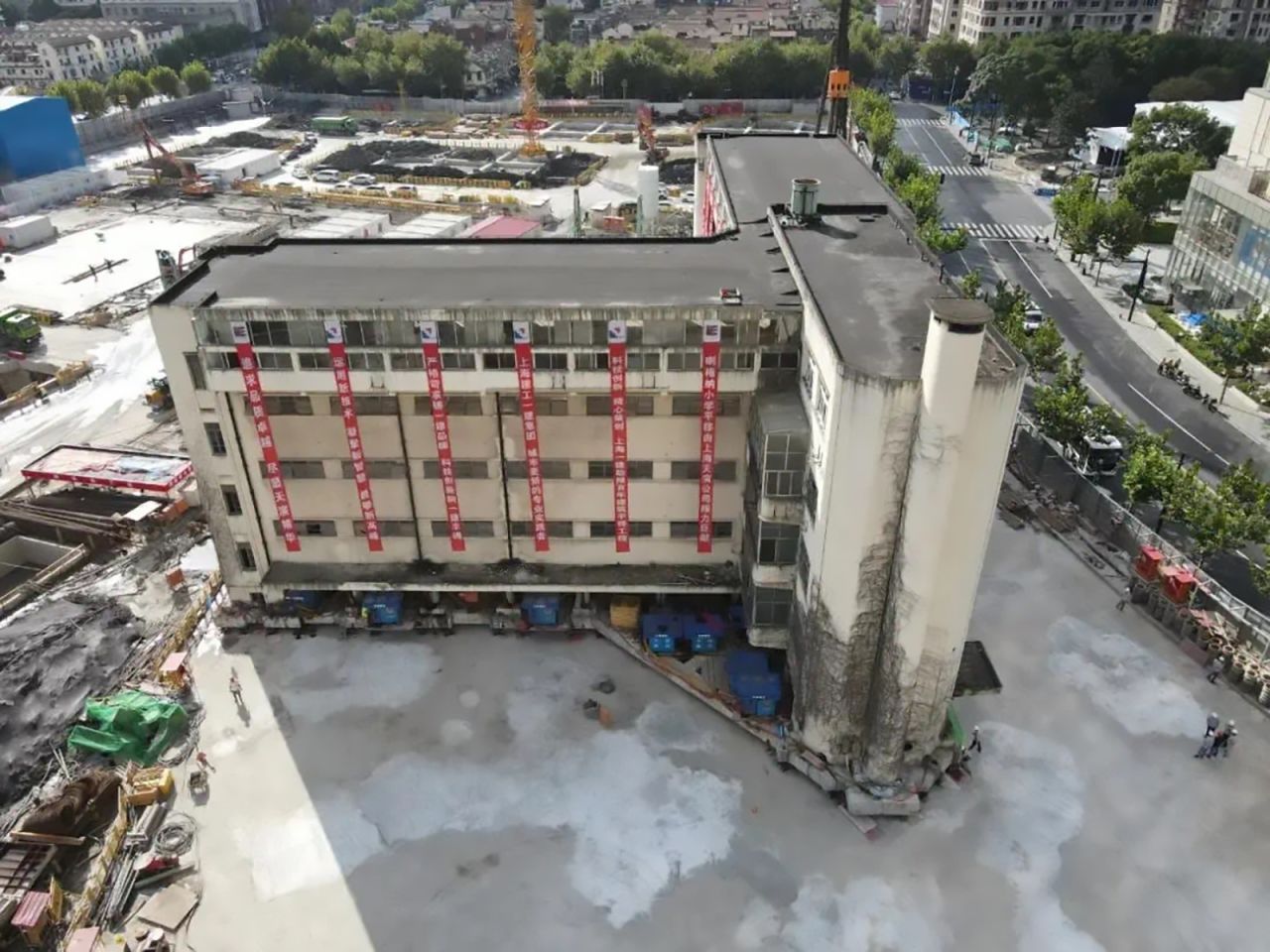تصویری هوایی از ساختمان مدرسه ابتدایی لاگنای شانگهای. 